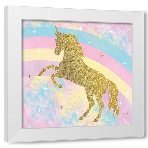 Unicorn Rainbow 1 White Modern Wood Framed Art Print by Gibbons, Lauren