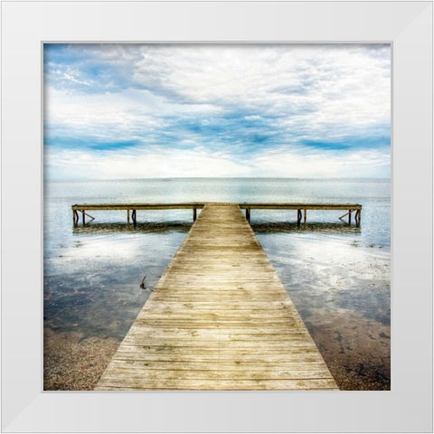 Staring Down the Pier White Modern Wood Framed Art Print by Head, Danny