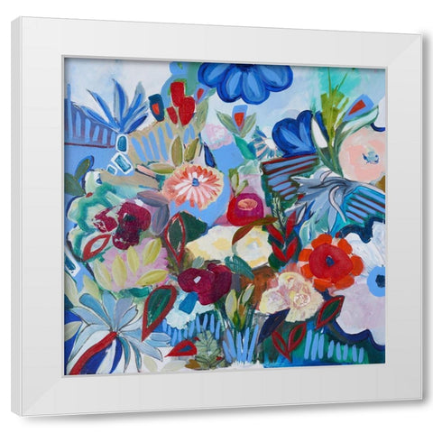 Boardwalk Blooms White Modern Wood Framed Art Print by Daisy D