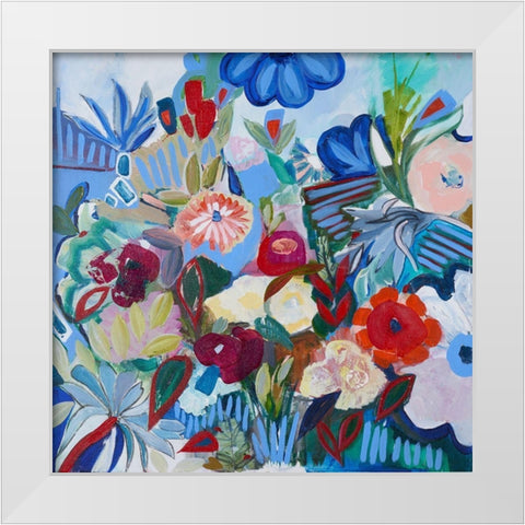 Boardwalk Blooms White Modern Wood Framed Art Print by Daisy D