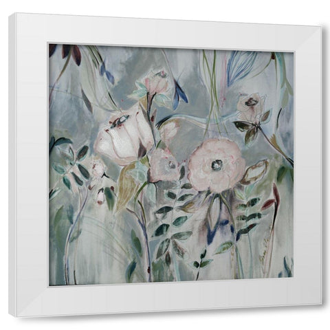 Unfolding Story Muted White Modern Wood Framed Art Print by Daisy D
