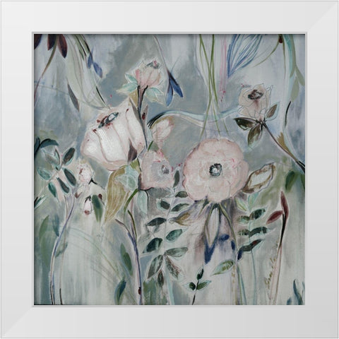 Unfolding Story Muted White Modern Wood Framed Art Print by Daisy D