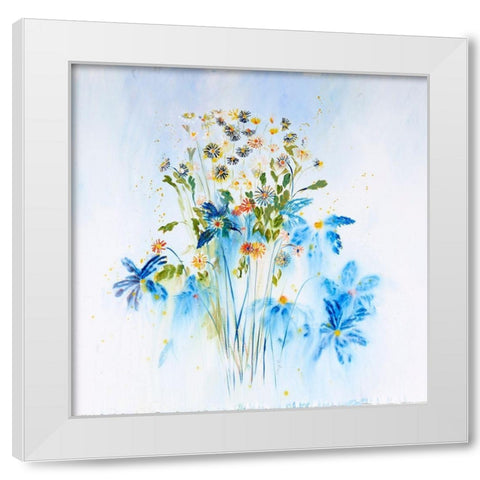 Daisies With Love White Modern Wood Framed Art Print by Daisy D