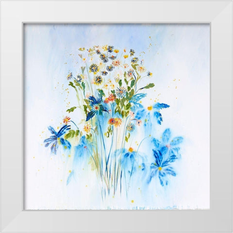 Daisies With Love White Modern Wood Framed Art Print by Daisy D