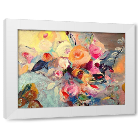 Thoughtful Flowers White Modern Wood Framed Art Print by Daisy D