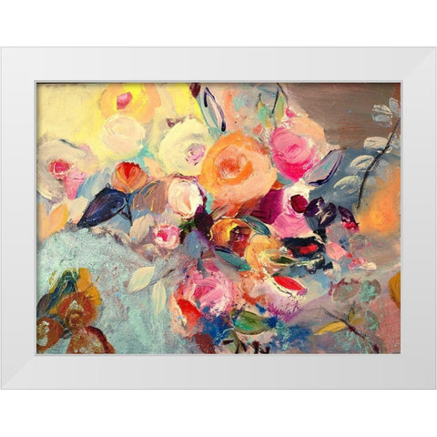 Thoughtful Flowers White Modern Wood Framed Art Print by Daisy D