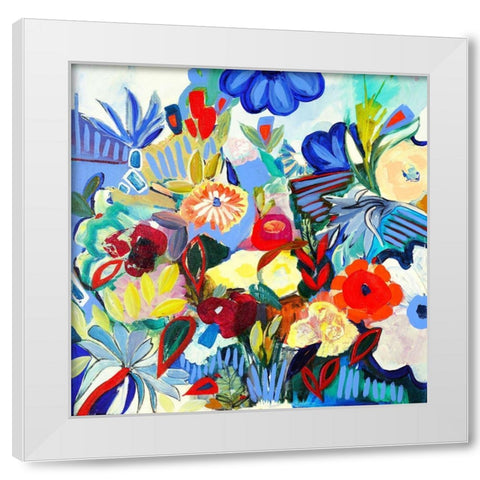Fancy Flowers White Modern Wood Framed Art Print by Daisy D