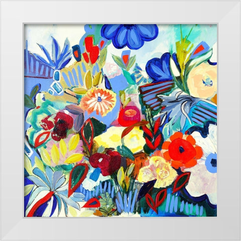 Fancy Flowers White Modern Wood Framed Art Print by Daisy D