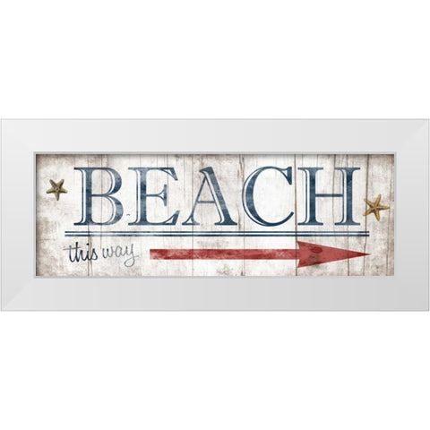 Beach Sign White Modern Wood Framed Art Print by Grey, Jace