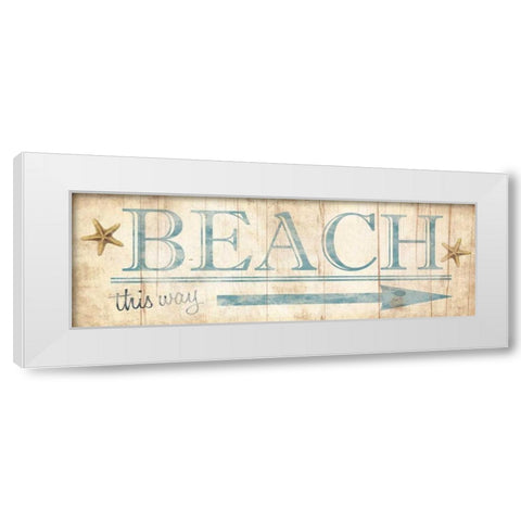 Beach Sign White Modern Wood Framed Art Print by Grey, Jace