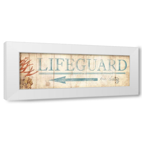 Lifeguard Sign White Modern Wood Framed Art Print by Grey, Jace
