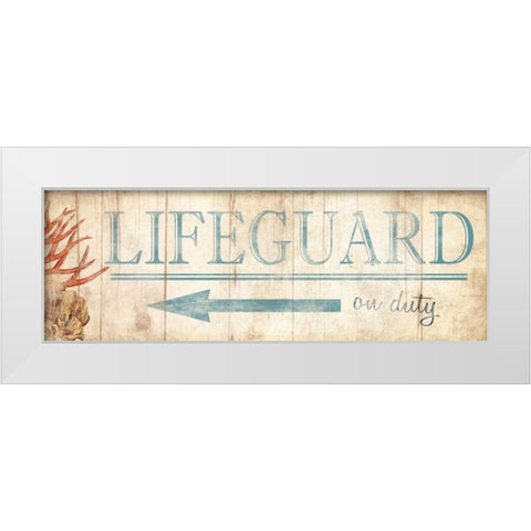 Lifeguard Sign White Modern Wood Framed Art Print by Grey, Jace