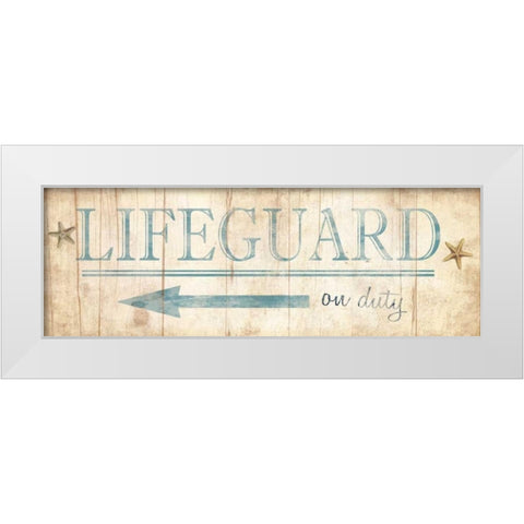 Lifeguard Sign White Modern Wood Framed Art Print by Grey, Jace