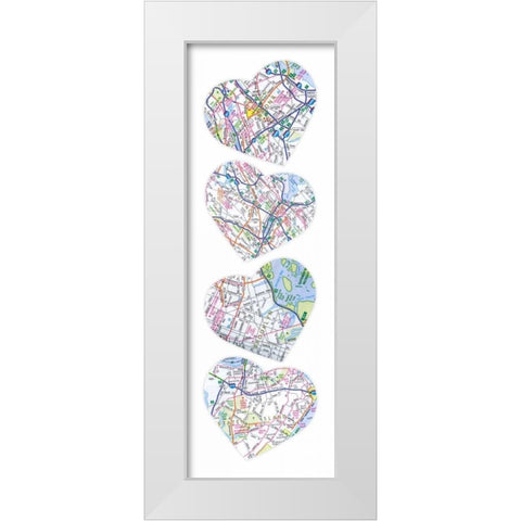 Map To  Your Heart White Modern Wood Framed Art Print by Grey, Jace