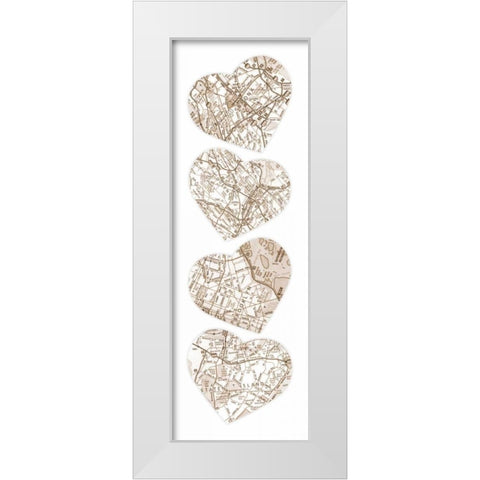 Map To  Your Heart  2 White Modern Wood Framed Art Print by Grey, Jace