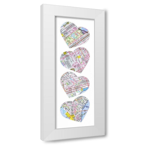 MAP TO YOUR HEART MANHATTAN White Modern Wood Framed Art Print by Grey, Jace
