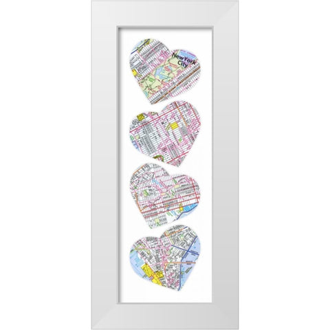 MAP TO YOUR HEART MANHATTAN White Modern Wood Framed Art Print by Grey, Jace