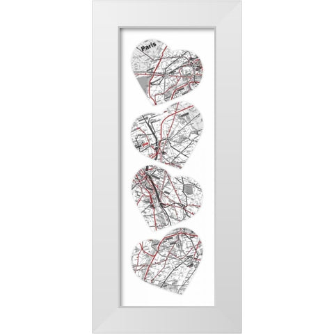 MAP T0 YOUR HEART White Modern Wood Framed Art Print by Grey, Jace