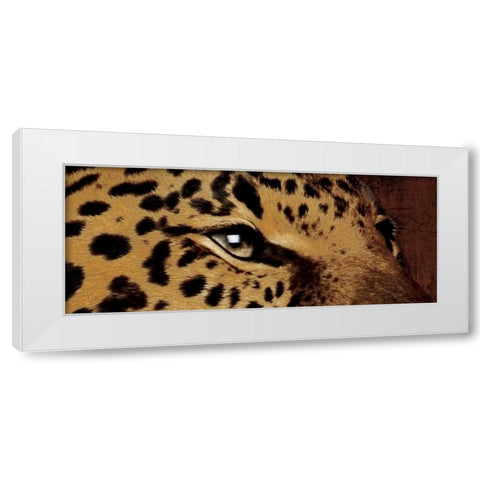 Leopard Eyes White Modern Wood Framed Art Print by Grey, Jace