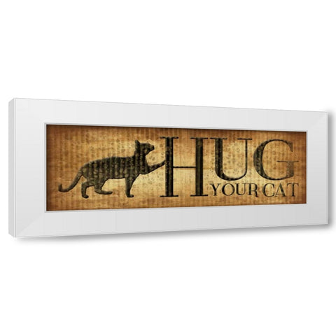 Hug Your Cat White Modern Wood Framed Art Print by Grey, Jace