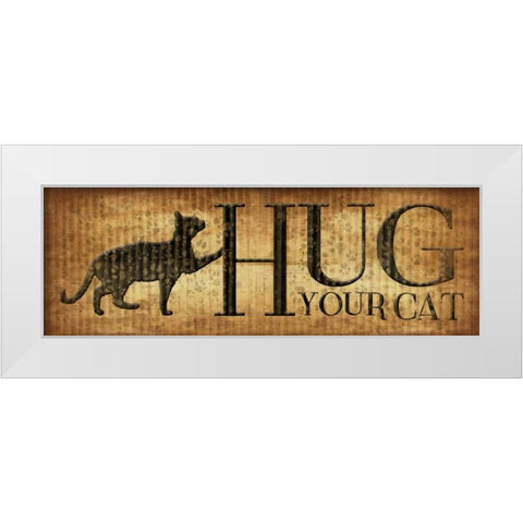 Hug Your Cat White Modern Wood Framed Art Print by Grey, Jace