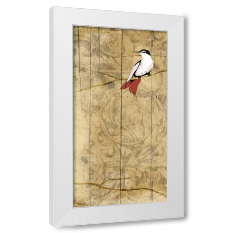 Bird on branch 2 White Modern Wood Framed Art Print by Grey, Jace