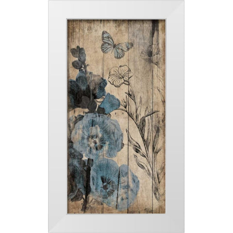 Wood Floral Blue White Modern Wood Framed Art Print by Grey, Jace