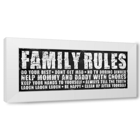 Family Rules Mate White Modern Wood Framed Art Print by Grey, Jace
