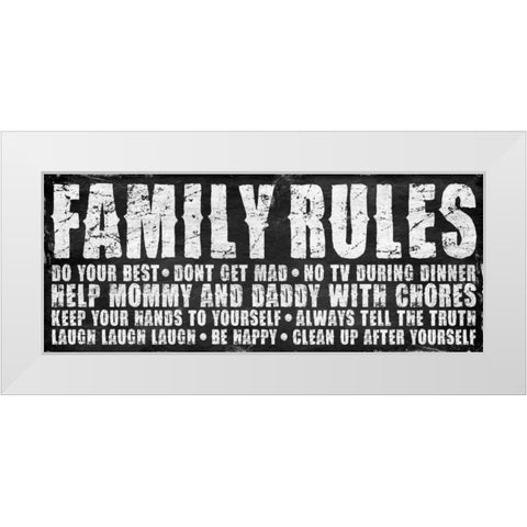 Family Rules Mate White Modern Wood Framed Art Print by Grey, Jace