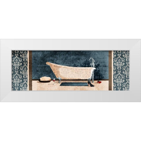 Enjoying Bath White Modern Wood Framed Art Print by Grey, Jace