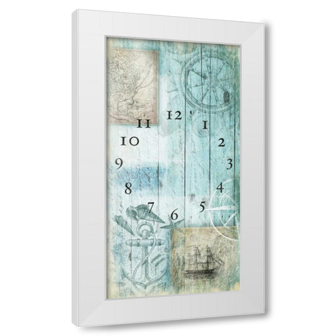 Sea Clock White Modern Wood Framed Art Print by Grey, Jace