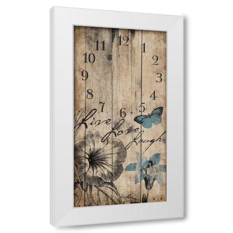Floral Clock White Modern Wood Framed Art Print by Grey, Jace