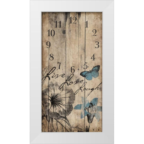 Floral Clock White Modern Wood Framed Art Print by Grey, Jace