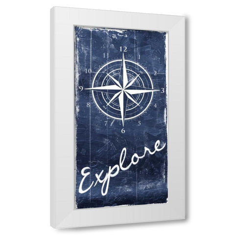 Coastal Wood Clock White Modern Wood Framed Art Print by Grey, Jace