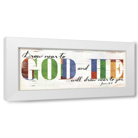 God He White Modern Wood Framed Art Print by Grey, Jace
