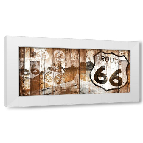 Golden Route 66 White Modern Wood Framed Art Print by Grey, Jace