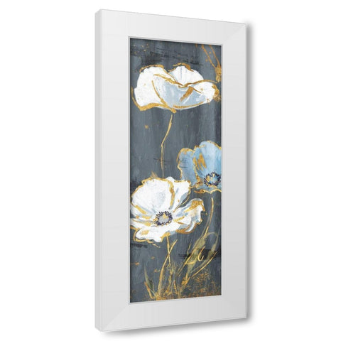 Three Flower Gold Accents White Modern Wood Framed Art Print by Grey, Jace