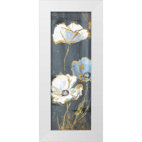 Three Flower Gold Accents White Modern Wood Framed Art Print by Grey, Jace