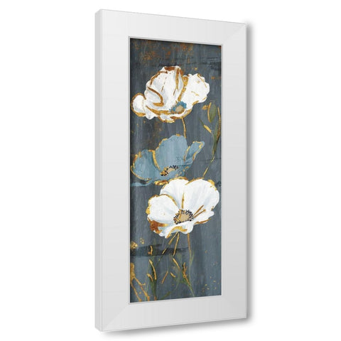 Three Flower Gold Accents Mate White Modern Wood Framed Art Print by Grey, Jace