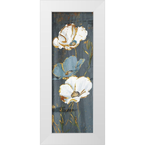 Three Flower Gold Accents Mate White Modern Wood Framed Art Print by Grey, Jace