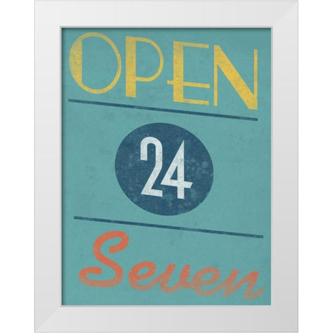 Open 24 Seven White Modern Wood Framed Art Print by Grey, Jace