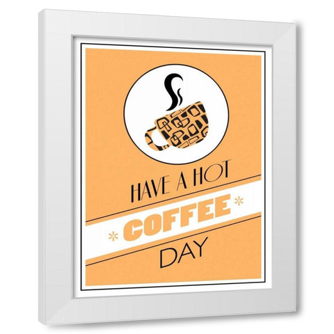 Peach Coffee Day White Modern Wood Framed Art Print by Grey, Jace