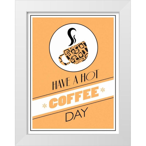 Peach Coffee Day White Modern Wood Framed Art Print by Grey, Jace