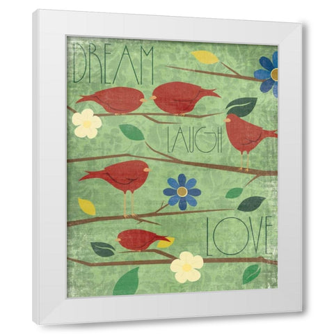 Red Birds I White Modern Wood Framed Art Print by Grey, Jace