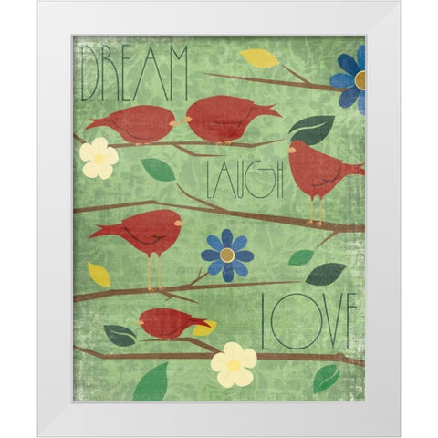 Red Birds I White Modern Wood Framed Art Print by Grey, Jace