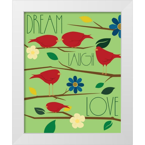 Red Birds II White Modern Wood Framed Art Print by Grey, Jace