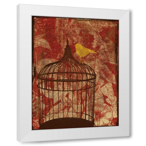 Birdcage on Red 2 White Modern Wood Framed Art Print by Grey, Jace