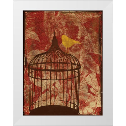 Birdcage on Red 2 White Modern Wood Framed Art Print by Grey, Jace