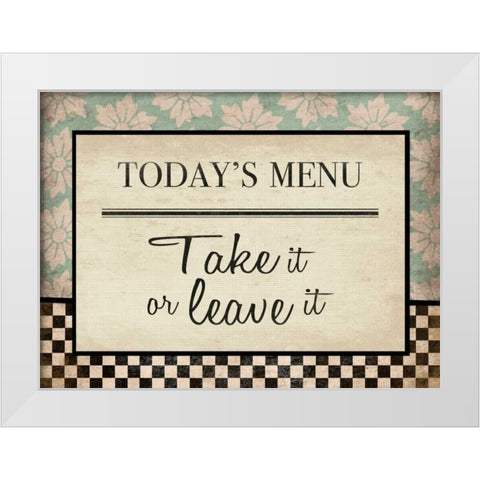 Kitchen Todays Menu 2 White Modern Wood Framed Art Print by Grey, Jace