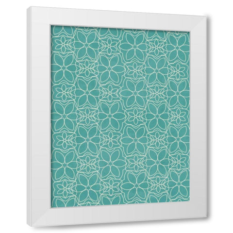 Aqua Pattern White Modern Wood Framed Art Print by Grey, Jace